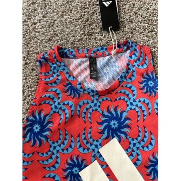 Adidas X Farm Rio Red Blue Sleeveless Tank Pull Over Active Logo Size Medium - Picture 7 of 16